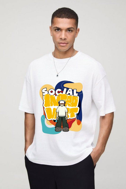 "Social Introvert" Oversized Graphic T-Shirt